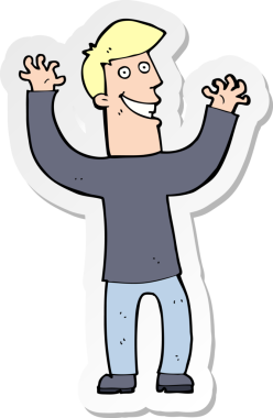 Bir insan tarafından çizilmiş heyecanlı bir adamın çıkartması.