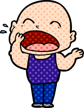 Bir insan tarafından çizilmiş kel adam diye bağıran çizgi film.