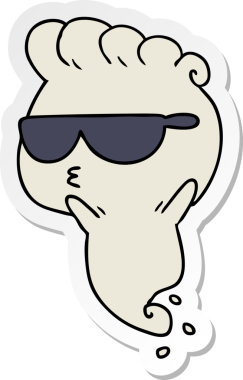 Bir insan tarafından çizilmiş kawai korkunç hayaletinin serbest sticker karikatürü.