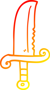 Bir insan tarafından çizilmiş mücevherli bir kılıcın çizgi çizimi.