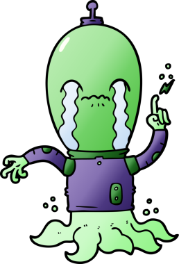 Bir insan tarafından çizilmiş uzaylı çizgi filmi.