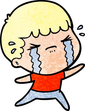 Bir insan tarafından çizilmiş ağlayan çizgi film adamı.