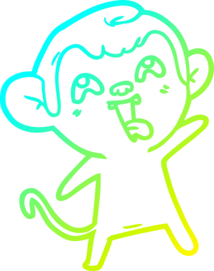 Bir insan tarafından çizilmiş çılgın bir çizgi film maymunu çizimi