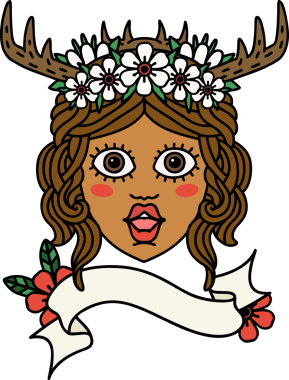 Bir insan tarafından çizilmiş Retro Dövme Tarzı İnsan Druidi