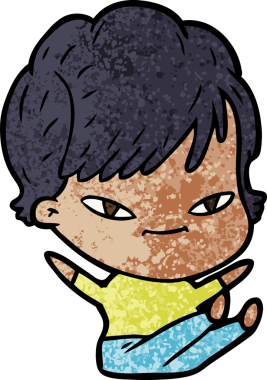 Bir insan tarafından çizilmiş mutlu bir kadın.