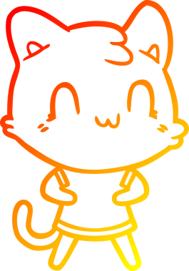 Bir insan tarafından çizilen mutlu çizgi bir kedinin sıcak gradyan çizimi