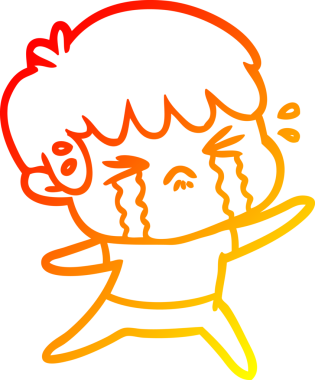 Bir insan tarafından çizilmiş, ağlayan bir çizgi film çocuğu çizimi.