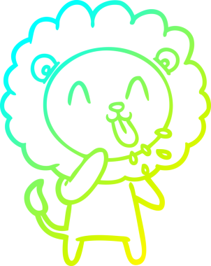 Bir insan tarafından çizilmiş mutlu çizgi film aslanı çizimi.