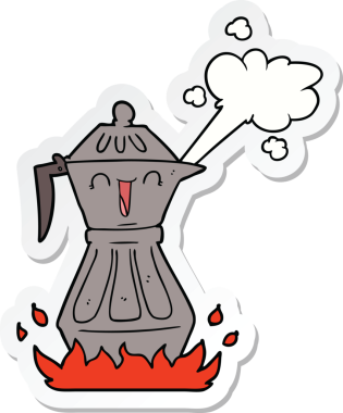 Bir insan tarafından çizilmiş bir kahve makinesinin çıkartması.