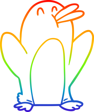 gökkuşağı gradyan çizimi bir insan tarafından çizilmiş bir penguen çizgi