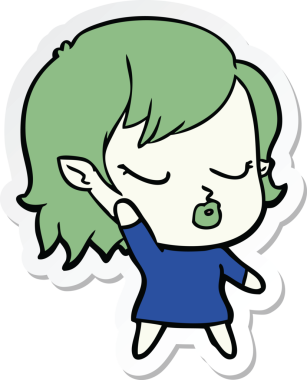 Bir insan tarafından çizilmiş şirin bir vampir kızın çıkartması.