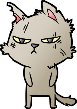 Bir insan tarafından çizilmiş sert çizgi film kedisi.