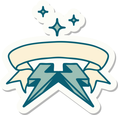 Bir insan tarafından çizilmiş yıldırımlı dövme stili etiketi