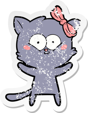 Bir insan tarafından çizilmiş karikatür bir kedinin sıkıntılı çıkartması.