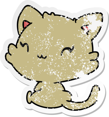 Bir insan tarafından çizilmiş sevimli bir kawaii kedisinin sıkıntılı çizgi film çizimi