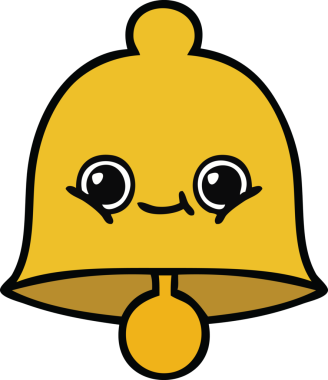Bir insan tarafından çizilmiş sevimli bir çan karikatürü.