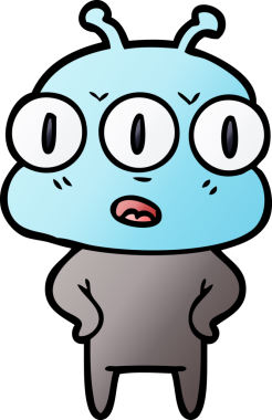 Bir insan tarafından çizilmiş üç gözlü uzaylı.