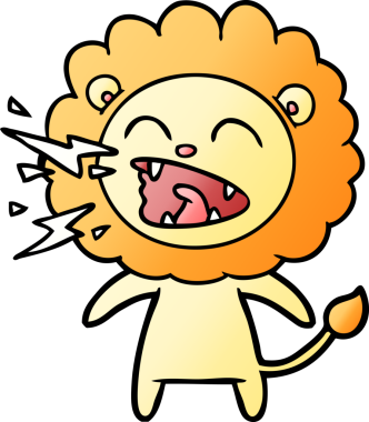 Bir insan tarafından çizilmiş kükreyen aslan çizgi filmi.