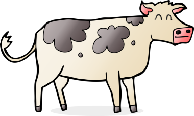 Bir insan tarafından çizilmiş serbest çizgi film ineği.