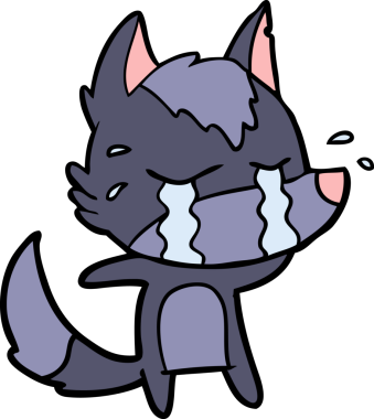 Bir insan tarafından çizilmiş ağlayan kurt çizgi filmi.