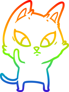 Bir insan tarafından çizilmiş kafası karışmış çizgi film kedisinin çizimi.