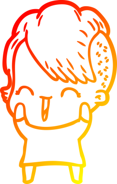 Bir insan tarafından çizilen mutlu bir hipster kızın çizgi çizimi.