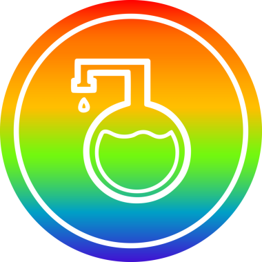 Gökkuşağı gradyan bir insan tarafından çizilmiş kimyasal şişe dairesel simgesi