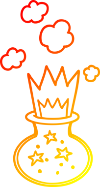 Bir insanın çizdiği sihirli iksirin sıcak çizgi çizimi.