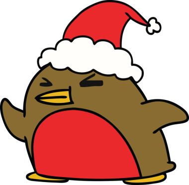 Bir insan tarafından çizilmiş Kawaii Robin 'in el çizimi Noel karikatürü