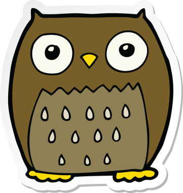 Bir insan tarafından çizilmiş bir baykuşun çıkartması.