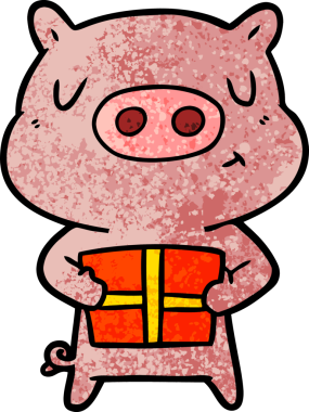 Bir insan tarafından çizilmiş Noel domuzu çizgi filmi.