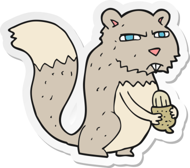 Bir insan tarafından çizilmiş fındıklı kızgın sincap çıkartması.