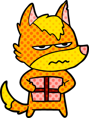 Bir insan tarafından çizilmiş tilki çizgi film karakteri.