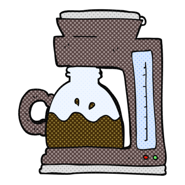 Bir insan tarafından çizilmiş serbest çizim kahve filtresi makinesi.