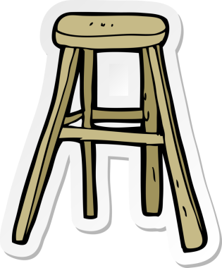 Bir insan tarafından çizilmiş ahşap bir tabure.