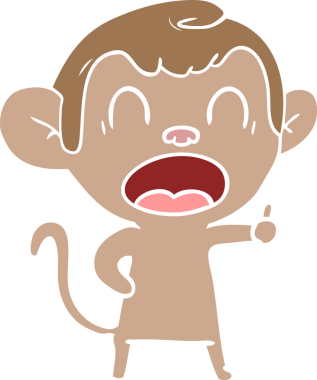 Bir insan tarafından çizilmiş düz renkli çizgi film maymunu