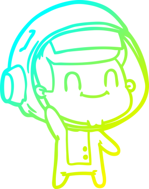 Bir insan tarafından çizilmiş mutlu bir astronot çizgi roman çizimi.