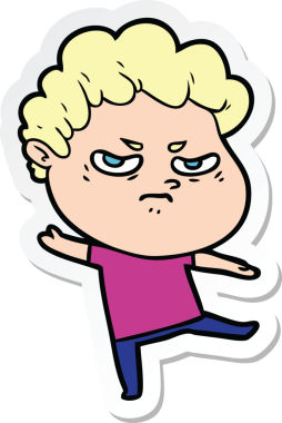 Bir insan tarafından çizilmiş kızgın bir adamın çıkartması.