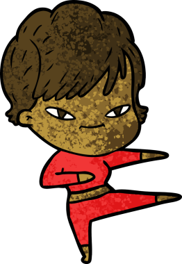 Bir insan tarafından çizilmiş mutlu bir kadın.