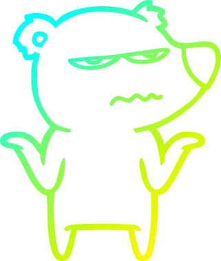 Sinirli bir ayı karikatürünün insan tarafından çizilmiş soğuk gradyan çizimi