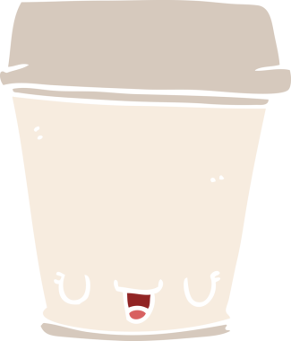 Bir insan tarafından çizilmiş düz renkli çizgi film kahve fincanı.