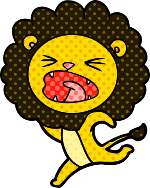 Bir insan tarafından çizilmiş koşu aslanı.