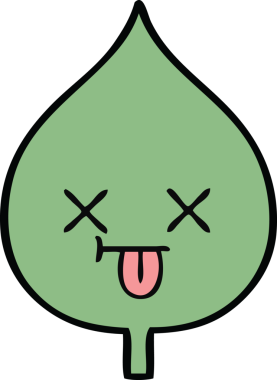 Bir insan tarafından çizilmiş dışavurumsal yaprağın sevimli karikatürü.