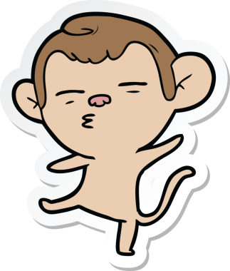 Bir insan tarafından çizilmiş şüpheli bir maymunun çıkartması.