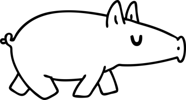 Bir insan tarafından çizilmiş uzun burunlu bir domuzun çizgi karalaması