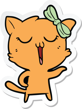 Bir insan tarafından çizilmiş çizgi film kedisinin çıkartması.