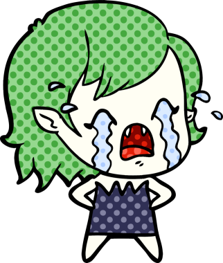 Bir insan tarafından çizilmiş ağlayan vampir kız çizgi filmi.