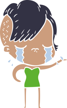 Bir insan tarafından çizilmiş düz renkli karikatür.