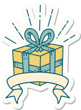 Bir insan tarafından çizilmiş dövme stili Noel hediyesi.