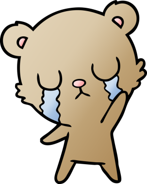 Bir insan tarafından çizilmiş ağlayan çizgi film ayısı.